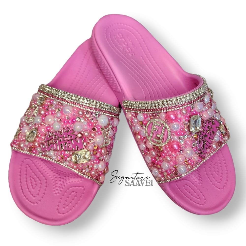 BRAND NEW Signature 'PinkPassion' Croc Slides (Women's Size 12)